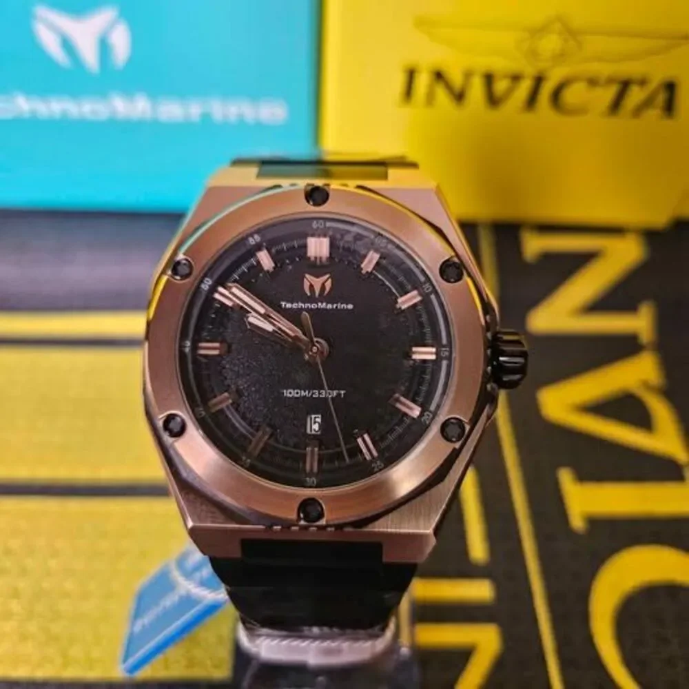 TechnoMarine Gold & Black Men’s Watch – 100M Water Resistant / New